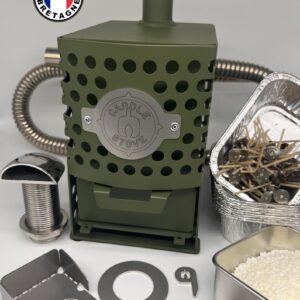CANDLE STOVE VERT KAKI Complet : Kit installation + Pack Bougies (Fabrication UE)