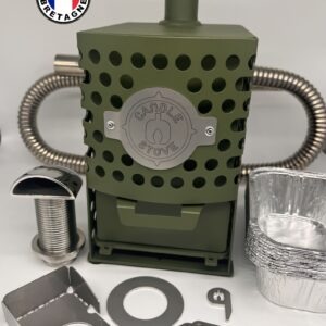 CANDLE STOVE VERT KAKI avec Kit installation (Fabrication UE)