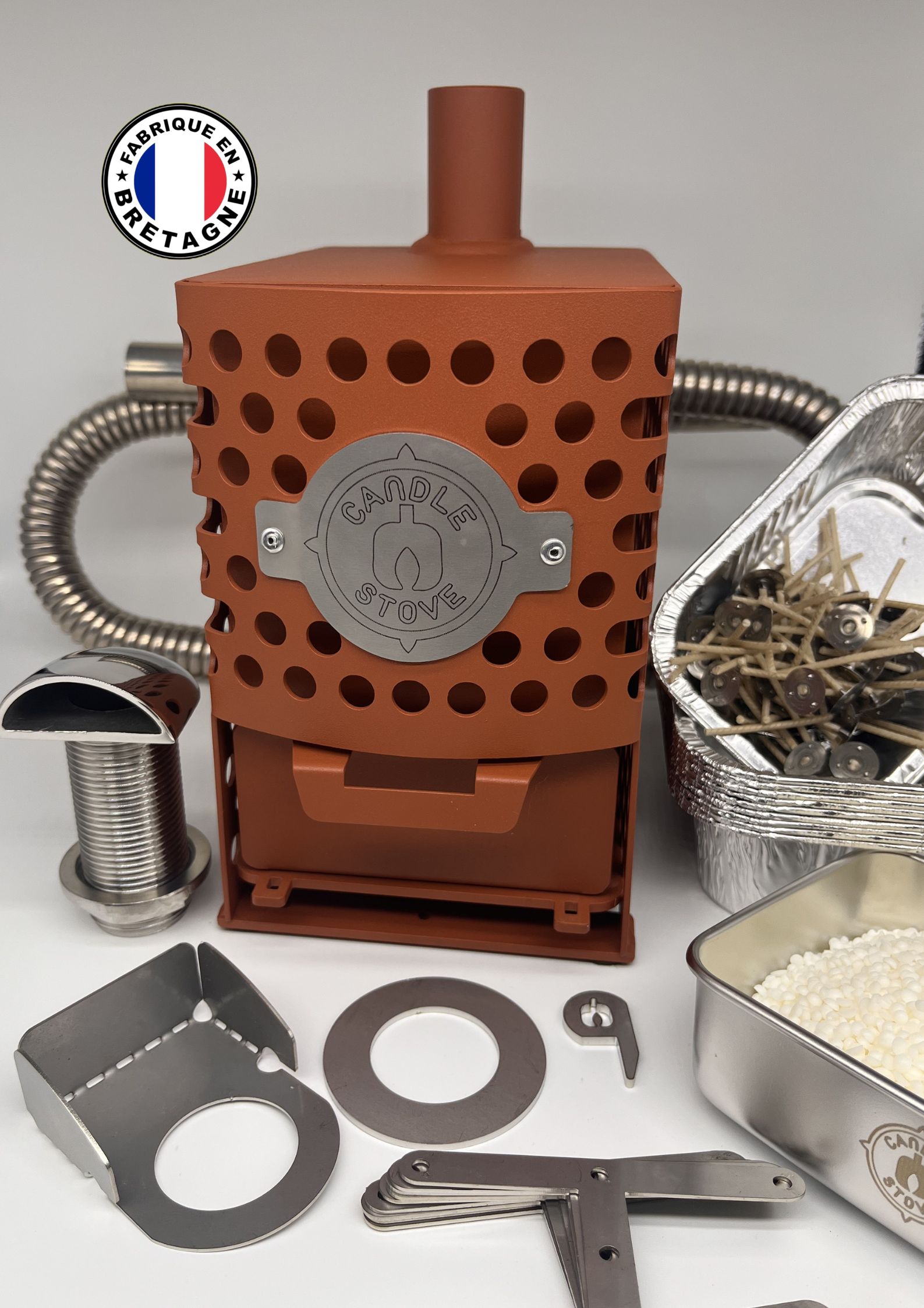 CANDLE STOVE TERRACOTTA Complet : Kit installation + Pack Bougies (Fabrication UE)